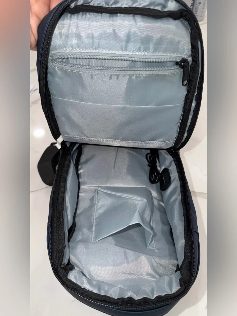 B-APASA Anti-Theft Sling Bag with USB Charging Port — Blue & Black